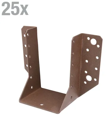 Obrázek produktu pro Alberts 822163 DURAVIS® podložka pod trám, typ A, rezavě hnědá s dvojitou povrchovou úpravou, vnitřní šířka 80 mm, výška 120 mm, sada 25 kusů