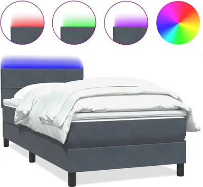 Immagine prodotto di Letto a Molle con Materasso e LED Grigio Scuro 80x210 cm Velluto