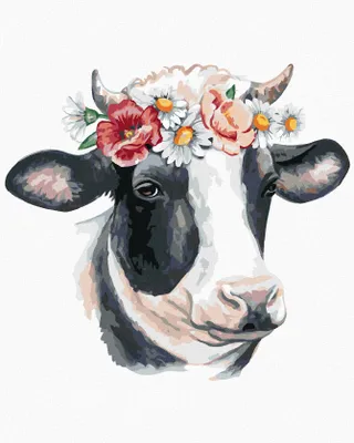 Produktbild von Zuty - Malen nach Zahlen - KUH MIT BLUMENKOPFSCHMUCK, 40x50 cm, ohne Keilrahmen