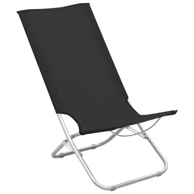 Produktbild von vidaXL Klappbare Strandstühle 2 Stk. Schwarz Stoff