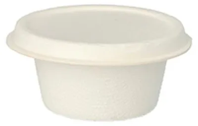 Produktbild von PAPSTAR Deckel für Dressingschalen Ø 6 cm, Zuckerrohr, weiß | Folie (50 Stück)