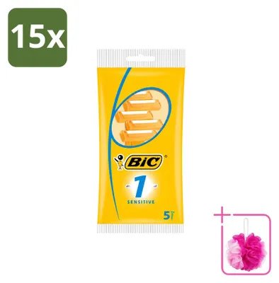Productafbeelding van 15 x Bic 1 Sensitive wegwerpbare scheermesjes voor heren - voordeelverpakking - 15 stuks