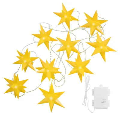 Sternen-Lichterkette, 10 warmweiße LEDs, 7,75 m, batteriebetrieben