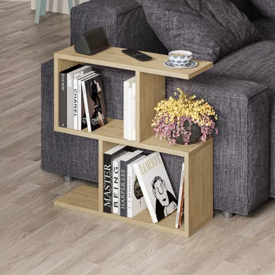 Produktbild von DECORTIE Homemania Modern Beistelltisch Eiche Mehrzweck 60 x 19.5 x 60 cm