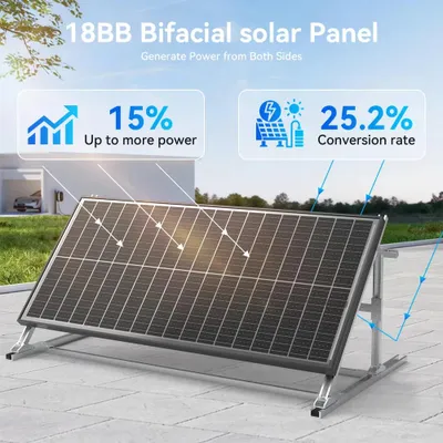 Zdjęcie produktu dla Panel solarny - 100 W, zestaw 2 sztuk - krzem monokrystaliczny - wydajność 25,2% - sztywny - 12 V - do użytku podczas kempingu