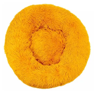 Image de Lit pour chien, lit pour chat, forme de donut, en peluche, doux, rond, 50 cm, couleur or