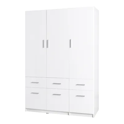 Produktbild von Kleiderschrank 3-türig, 136cm breit, weiß Hochglanz, SELAWIK-166