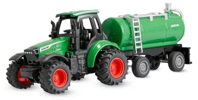 Imagen del producto de Camión Amewi de metal con remolque cisterna, escala 1:64, listo para usar, color verde
