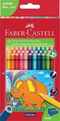 Produktbild von Buntstift Jumbo Dreikantform - 24 Farben sortiert Kartonetui. Packung mit 3 Stück