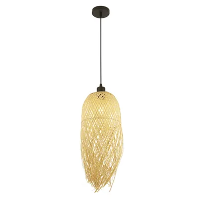 Produktbild von Hängeleuchte, Bambusgeflecht, natur, schwarz, H 180 cm