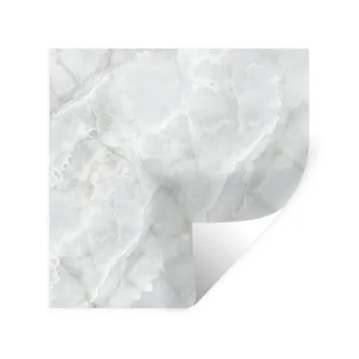 Obrázok produktu pre MuchoWow® Nálepka na stenu - Mramor - kameň - biely - 100x100cm - Samolepiaca a polohovateľná