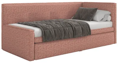 Obrázok produktu pre Selsey Nesmi – Posteľ s úložným priestorom, čalúnená látkou, ružová, 90x200 cm