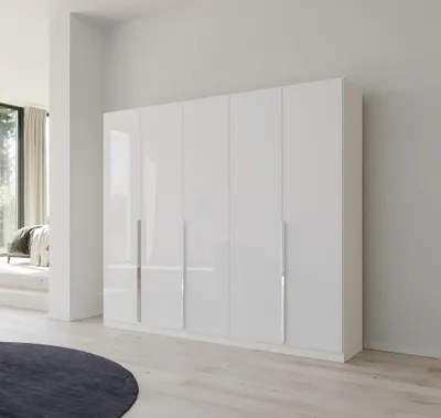 Produktbild von Kleiderschrank Drehtürenschrank Glamour | 5-türig | weiß Hochglanz / alpinweiß | 226x210