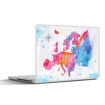 Produktbild von MuchoWow® Laptop Aufkleber Sticker Cover Karte - Aquarell 36.5x27.5 cm - Laptop-Sticker