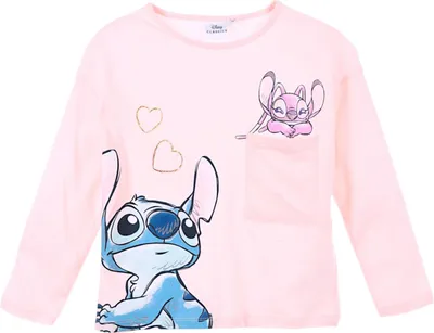 Produktbild von Langarmshirt Disney Stitch mit Glitzer Rosa 98 cm