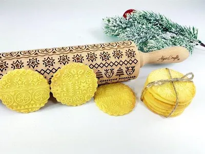 Image de Rouleau à biscuits Famanu avec motifs - Bois, 40 cm
