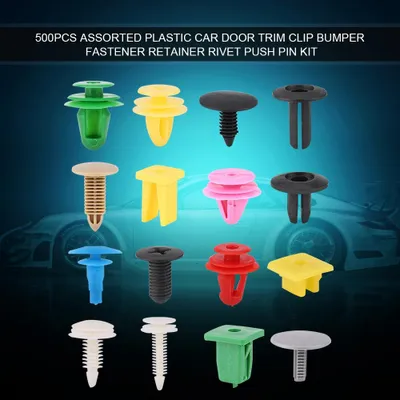 Image de Lot de 500 pièces : assortiment de clips de garniture de porte de voiture en plastique, fixations de pare-chocs, rivets et goupilles à enfoncer