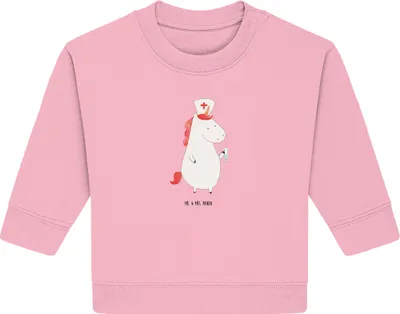 Produktbild von Mr. & Mrs. Panda Organic Baby Pullover Einhorn Krankenschwester 12. - 18. Monat - Baumwolle Pink - Geschenk, Krankenhaus, Krankenpfleger, Krankenpflegerin, Bullover, Unicorn