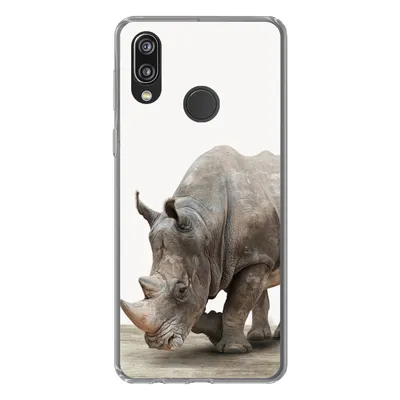 Produktbild von MuchoWow® Handyhülle Schutzhülle Hülle für Huawei P20 Lite (2020) Nashorn - Jungen - Wildtiere - Kinder - Mädchen - Tiere Silikon Softcase Handy Hülle - Kartenhalter