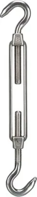 Produktbild von Perel Spannschloss, 2 Haken, Edelstahl, Reichweite 190 mm-270 mm