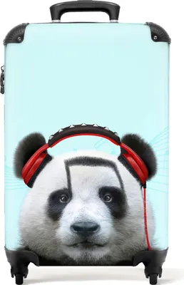 Obrázek produktu pro NoBoringSuitcases.com - Lol Dětský kufr Panda - Vhodný pro rozměry 55x40x20 cm a 55x35x25 cm - Příruční zavazadlo na kolečkách malé - Travelgift - Rolltrolley - Cestovní kufr na kolečkách - Dětský kufr na kolečkách vhodný pro chlapce a dívky - Příruční kufr dětský kufr na kolečkách 55x35x20 cm, 36L,