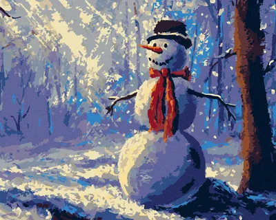 Produktbild von Zuty - Malen nach Zahlen - SCHNEEMANN IM WALD, 40x50 cm, ohne Keilrahmen