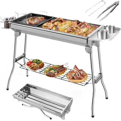 Obrázok produktu pre Gril na drevené uhlie CA-12, 118 x 33 x 72 cm, strieborný