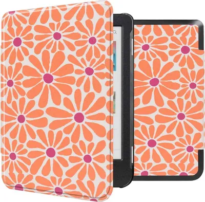 Produktbild von imoshion Design Slim Hard Case Klapphülle Kobo Clara Colour / BW - Orange Flowers Connect