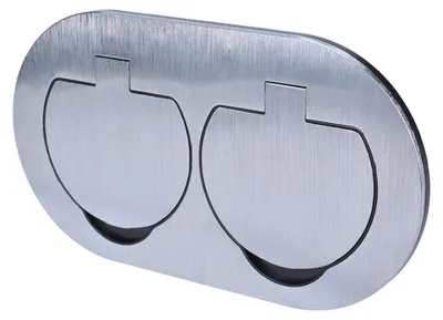 Image de Prise de bureau encastrée IP55 aluminium SOLIGHT 5B325 double rond