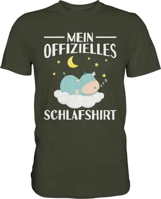 Produktbild von Offizielles Schlafshirt Nachthemd Schlafanzug Pyjama Nilpferd T-Shirt – Urban Khaki / L