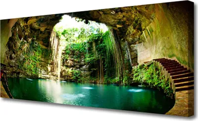 Produktbild von Tulup Leinwand-Bilder 125x50 Wandbild Canvas Kunstdruck Wasserfall Landschaft