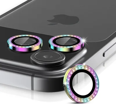 Produktbild von Kamera Linsenschutz Glas Set mit Schmucksteinen für Apple iPhone 17 Pro Max Schutzglas Camera Linse Panzerfolie 9H Regenbogenfarben