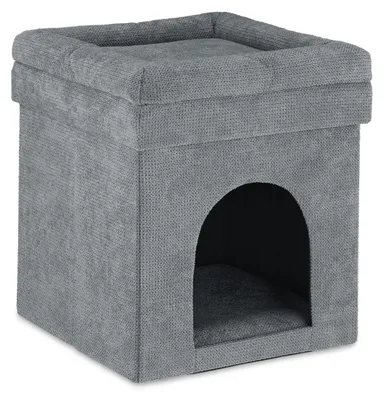 Produktbild von Katzenkorb Katzenhöhle Hocker - Faltbar - Mit Kissen - 42 x 38 x 38 cm - Grau