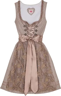 Produktbild von Spieth & Wensky Baldwin 2-teiliges Midi-Dirndl Kleid Dirndl Trachtenkleid kurz Rocklänge 55cm, Farbe:Taupe, Größe:36/S
