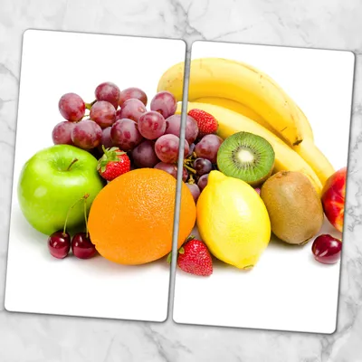 Produktbild von Glas-Herdabdeckplatten Glaskeramikkochfeld-Abdeckung Spritzschutz Glas 2x30x52 cm - Farbige Früchte
