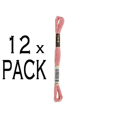 Immagine prodotto di 12 fili di filo per ricamo "Anchor Sticktwist", lunghezza 8 metri, colore scuro, cotone, codice colore 894, 6 capi