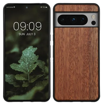 Produktbild von kwmobile Handyhülle für Google Pixel 8 Pro Hülle Holz - Case mit TPU Bumper - Stoßfestes Hardcase - Schutzhülle Cover in Natur