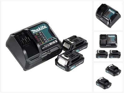Image de Makita Power Source Kit 12V: 2x BL1021B Batteries 2,0Ah + DC10SB Chargeur