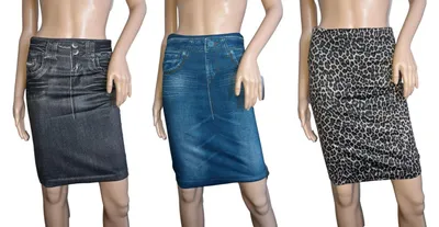 Produktbild von SMART TEX® Jeaneez Designer Röcke Set Gr.M Stretchrock Damenrock Leopard Denim