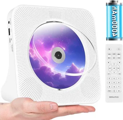 Immagine prodotto di Lettore CD Bluetooth portatile bianco con altoparlante