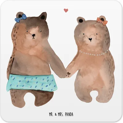 Produktbild von Mr. & Mrs. Panda Tassenuntersetzer Bär Freundin 6er Set - Weiß - Geschenk, Beste Freund Liebe Liebesbeweis Verliebt Kumpel Kumpeliene, Coaster, Teddy, Untersetzer Gläser