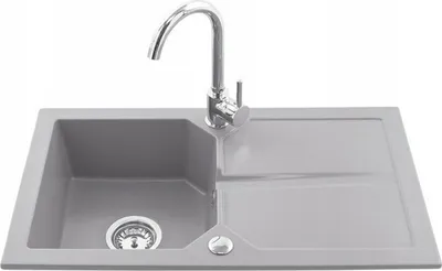 Produktbild von Granit Küchenspüle Spüle Einbauspüle Spülbecken 750x435mm Farbauswahl + Armatur, Farbe:grau