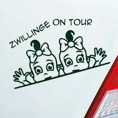 Produktbild von Auto Aufkleber Zwillinge on Tour Board Baby Mädchen 19x11 cm Dunkelgrün Sticker Heckscheibenaufkleber