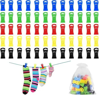 Produktbild von 60 Sockenclips für Waschmaschine und Trockner in 5 Farben