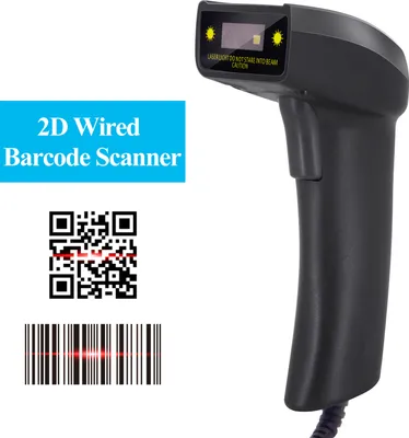 Obrázok produktu pre 2D USB čítačka čiarových kódov, ručne napájaná, 1D čítačka čiarových kódov, manuálne spúšťanie, podpora skenovania 640 x 480 CMOS, papierový a obrazovkový kód, kompatibilná s Windows, Android, MAC, pre supermarkety, maloobchod, knižnice, logistiku, sklady, colné systémy
