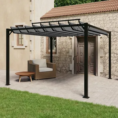 Image de Pavillon avec toit à lamelles 3x3 m Anthracite Tissu et aluminium