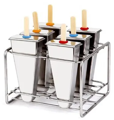Produktbild von 6-teilige DIY-Eisform aus Edelstahl für Eiswürfel, Eis am Stiel und Eiscreme