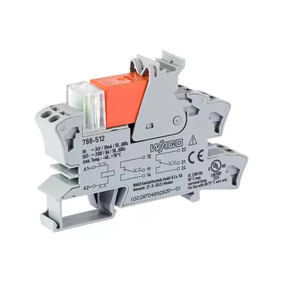 Immagine prodotto di Modulo relè WAGO 1 pz. WAGO 788-512 Tensione nominale: 24 V/AC Corrente di commutazione (max.): 8 A 2 contatti di commutazione