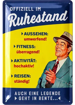 Produktbild von LANOLU Retro Blechschild Ruhestand Geschenk zum Renteneintritt Männer, Rentner Geschenk, lustige Deko Pensionierung, Rentenbeginn 20x30cm