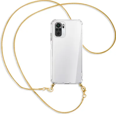 Produktbild von Handykette Backcover-Schutzhülle mit Band (Metall goldfarben) für Xiaomi Redmi Note 10 4G - goldfarbene Kette Snake